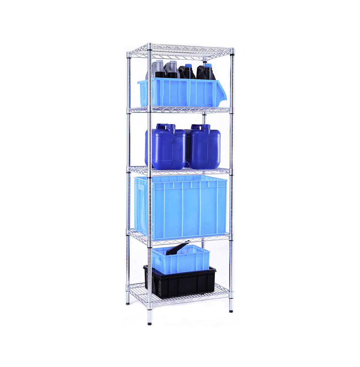 5-Tier Wire Shelving Unit / Steel Organizer Wire Rack Chrome / Custom Steel Wire Racks 