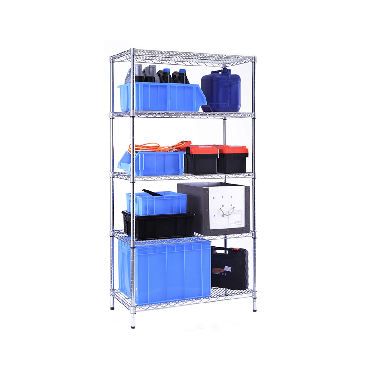  5-Tier Wire Shelving Unit for Industiral / Metal Steel Wire Rack 