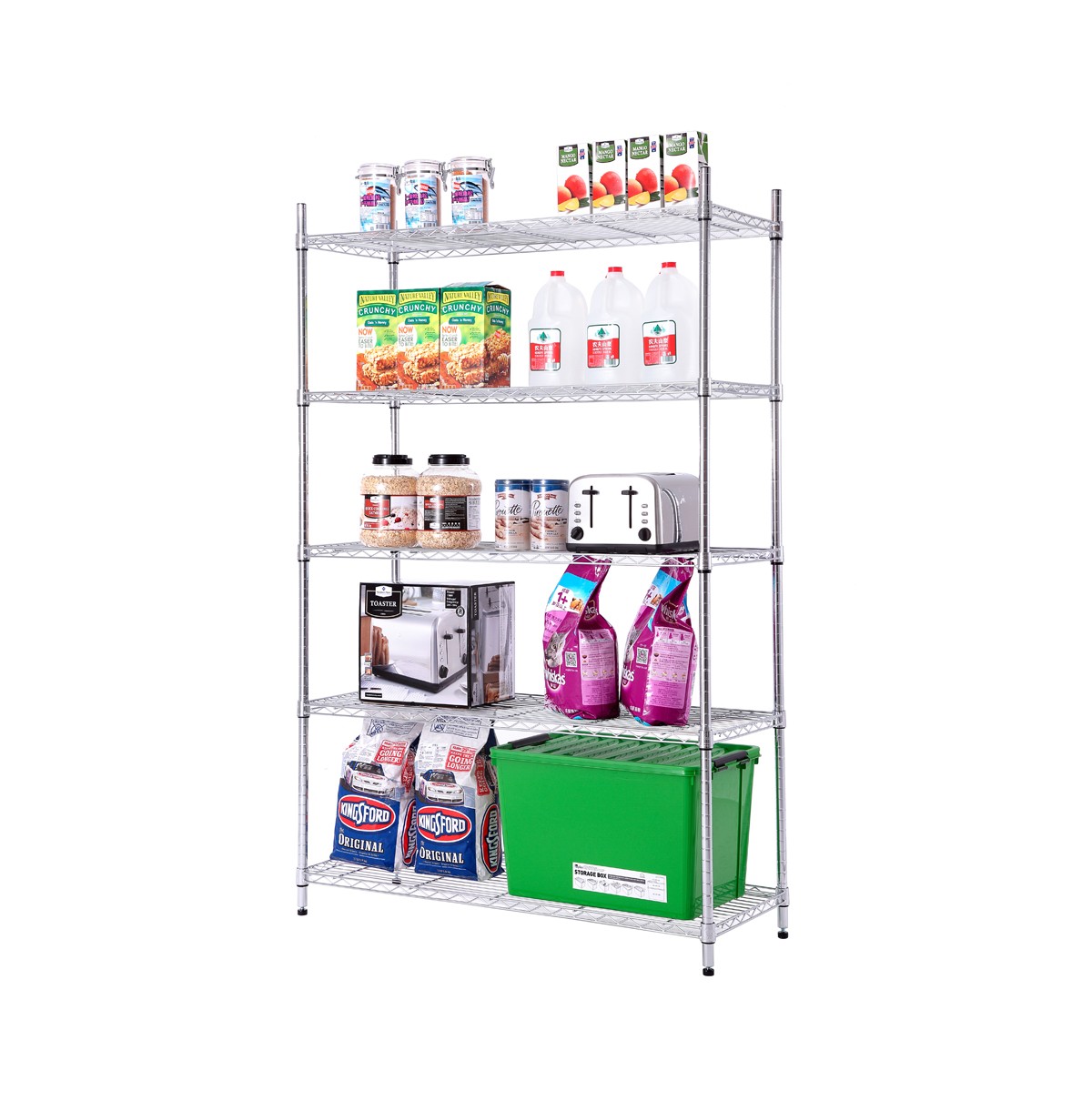 5 Shelf Wire Storage Rack / Wire Chrome Shelving Unit / Wire Storage Rack 30 Wide / Steel Wire Rack 