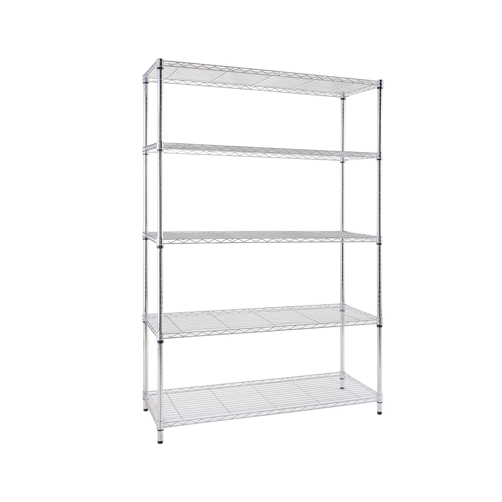 5-Tier Steel Wire Storage Racks / Chrome Wire Shelving Unit