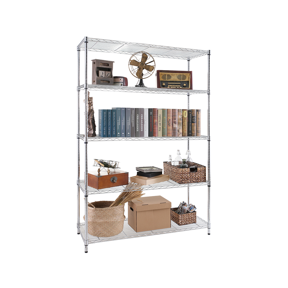 5-Tier Steel Wire Storage Racks / Chrome Wire Shelving Unit