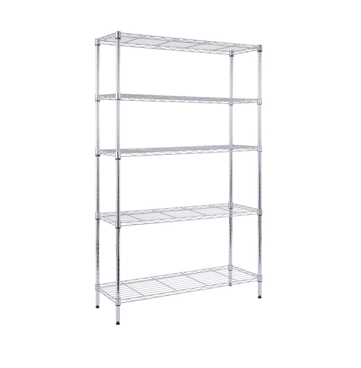 5-Tier Chrome Wire Warehouse Shelving / Storage Shelving Units / Steel Organizer Wire Rack Chrome