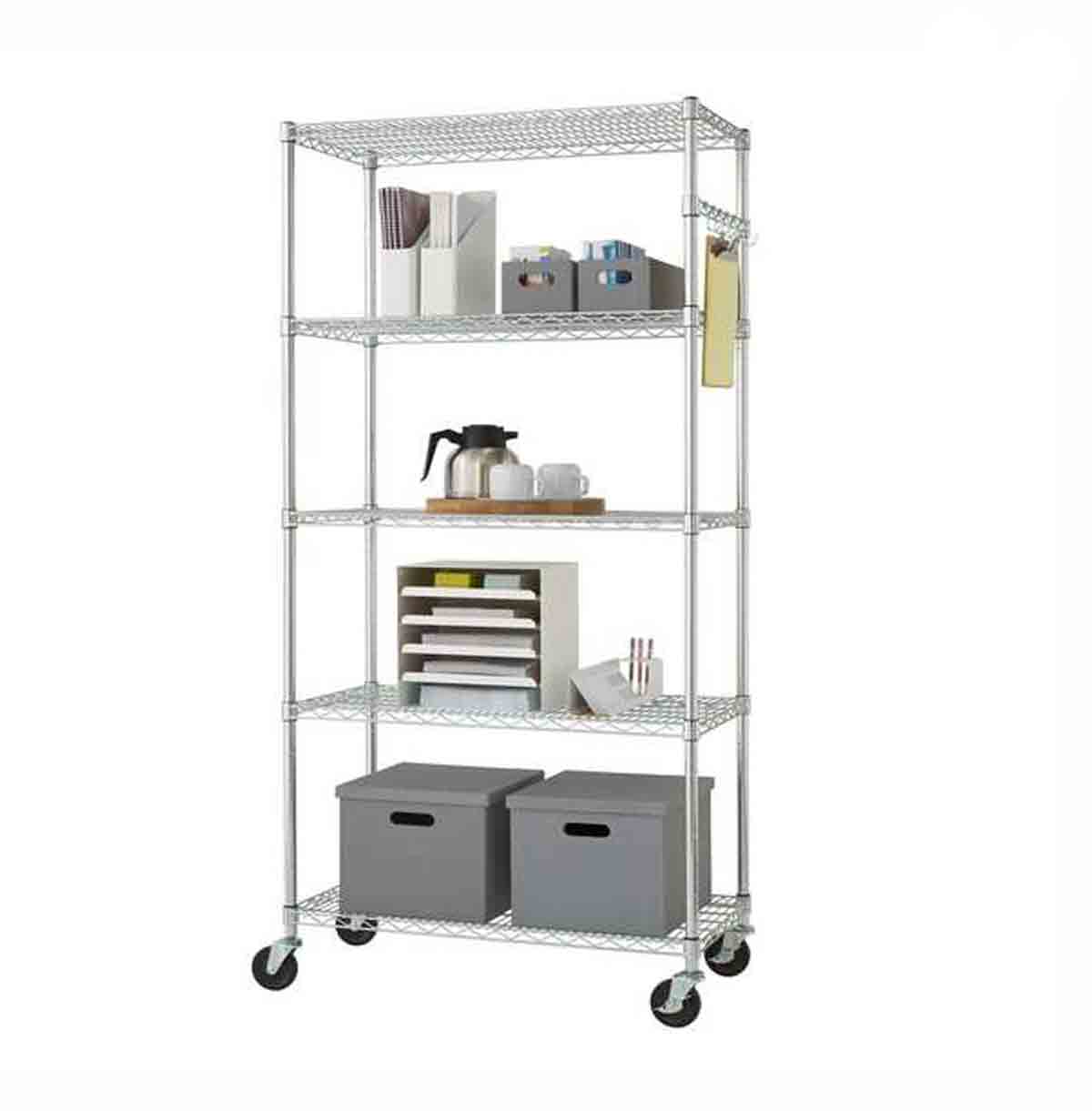 5-Tier Chrome Wire Shelf / Wire Corner Shelving Unit / Steel Wire Rack Shelving / Custom Steel Wire Racks