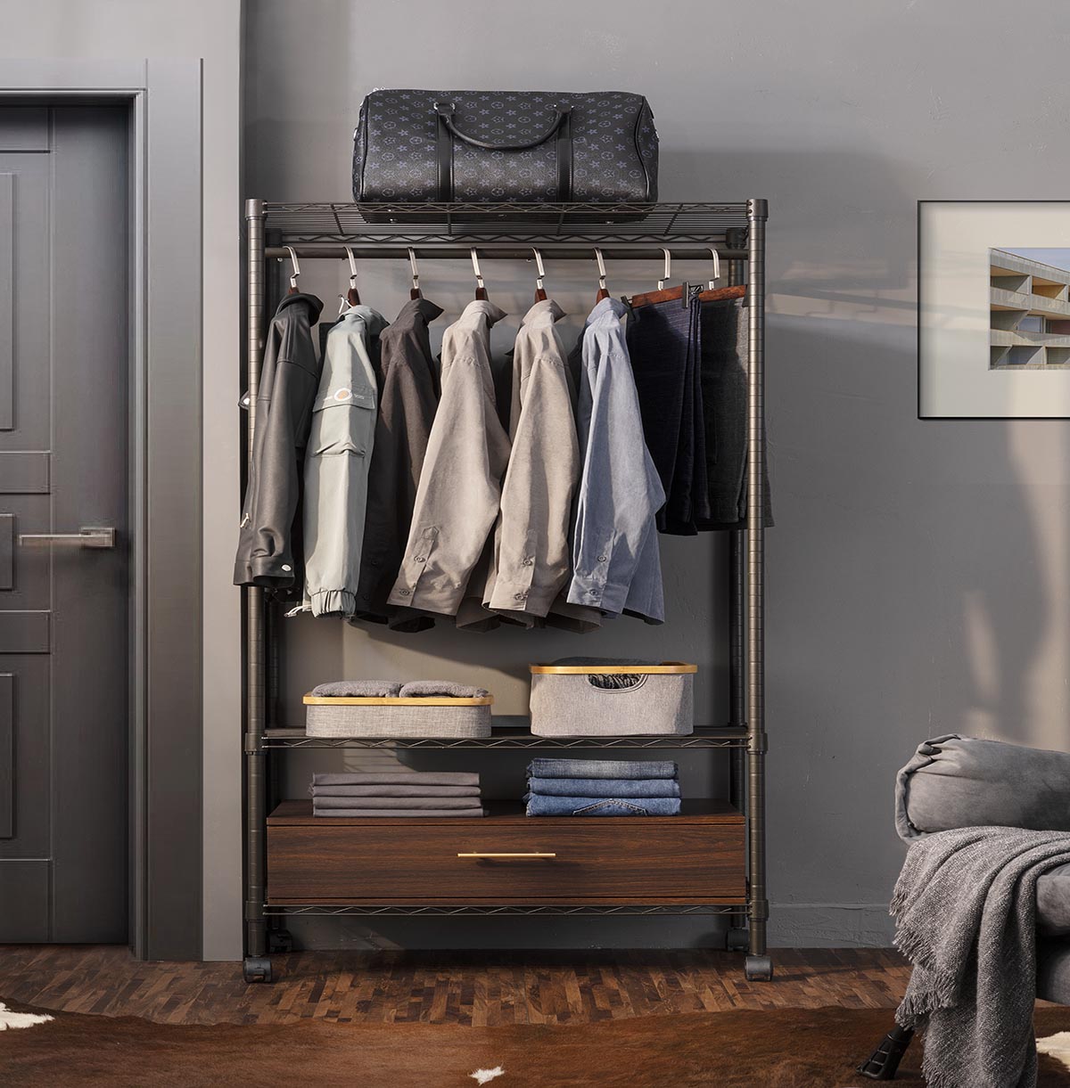 Gravity shelf.bathroom space saving organizer rack