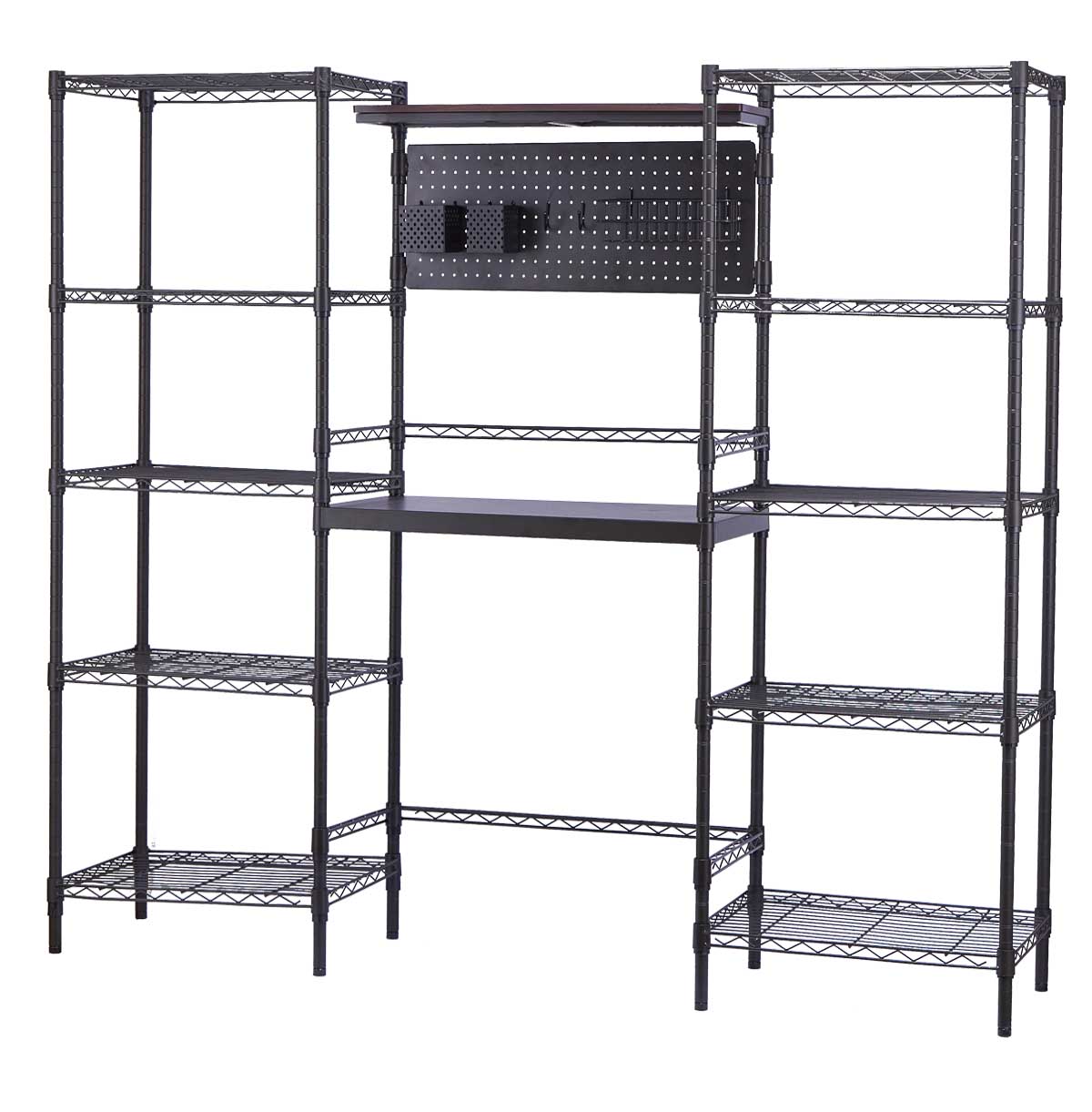 12-Tier Bookshelf / Workstation Computer Desk With Wire Storage Shelves / Home Office PC Laptop Table Study Desk 