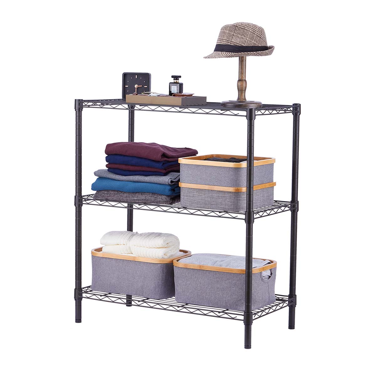 3-Tier Display Shelving / Steel Wire Shelf Rack / Custom Steel Wire Racks