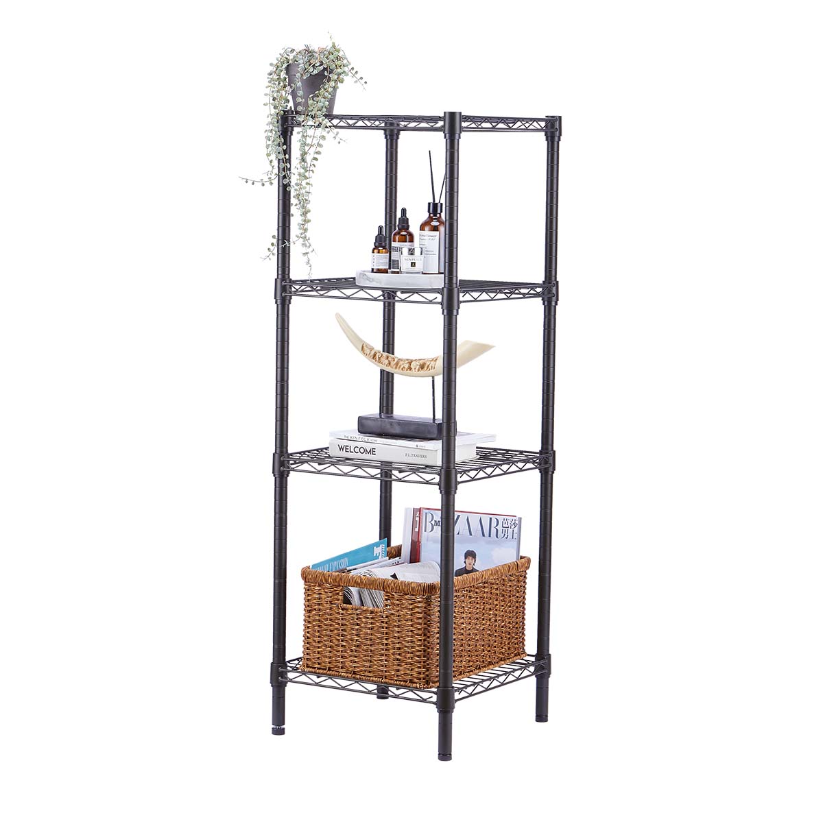 4-Tier Display shelving / Metal Wire Shelving Unit / Storage Rack Shelving Unit