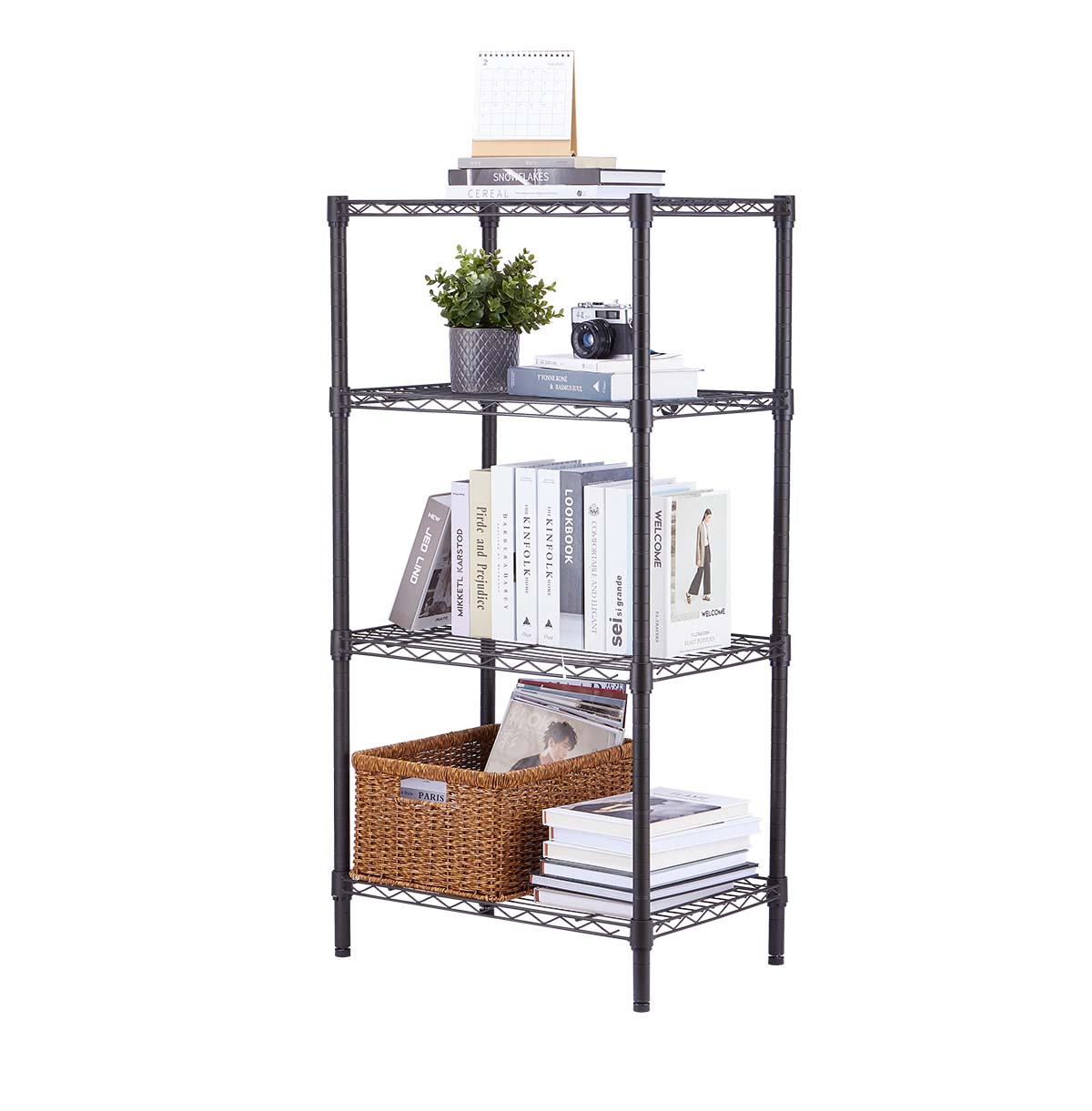 4-Tier Bookshelf / Book Storage Rack / Adjustable Book Case