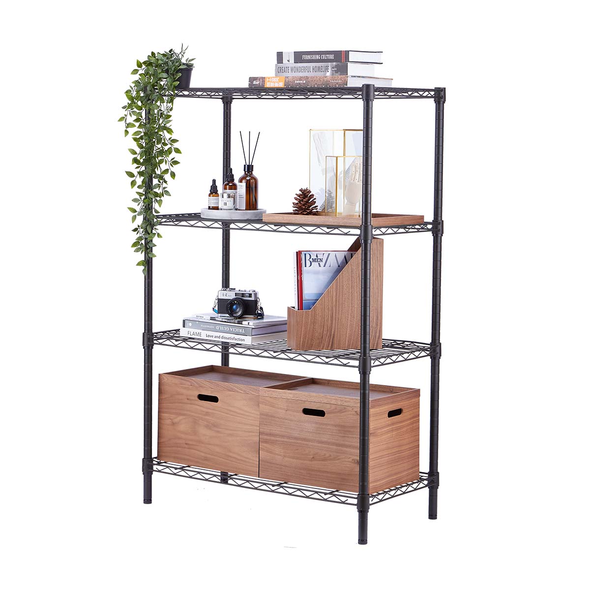 4-Tier Bookshelf / Book Storage Rack / Adjustable Book Case