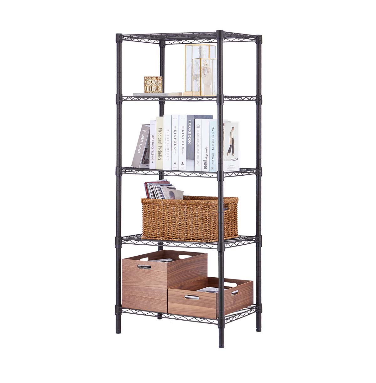 5-Tier Bookshelf / Book Storage Rack / Adjustable Book Case