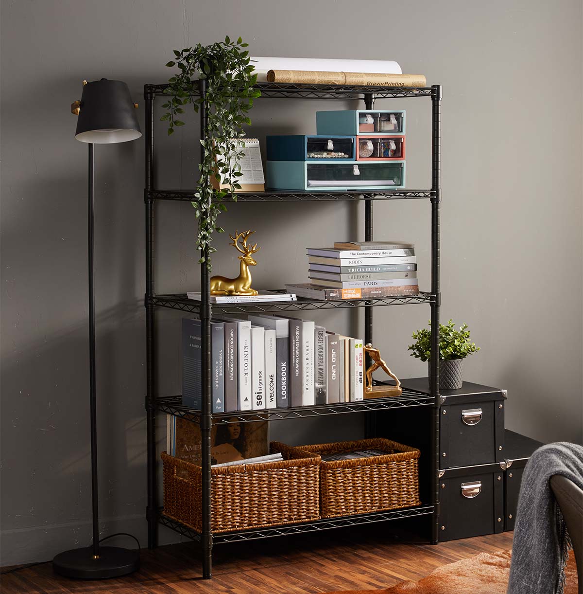 5-Tier Bookshelf / Book Storage Rack / Adjustable Book Case