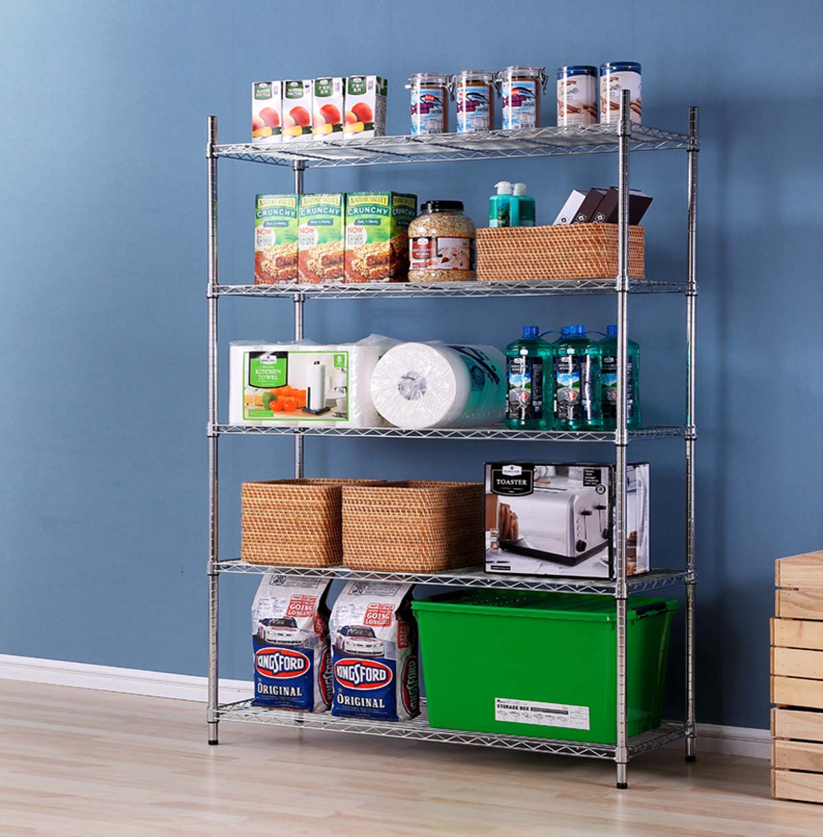 5-Tier Storage Rack Shelving Unit for warehouse / Steel Organizer Wire Rack Chrome / Heavy Duty Adjustable Storage Shelves