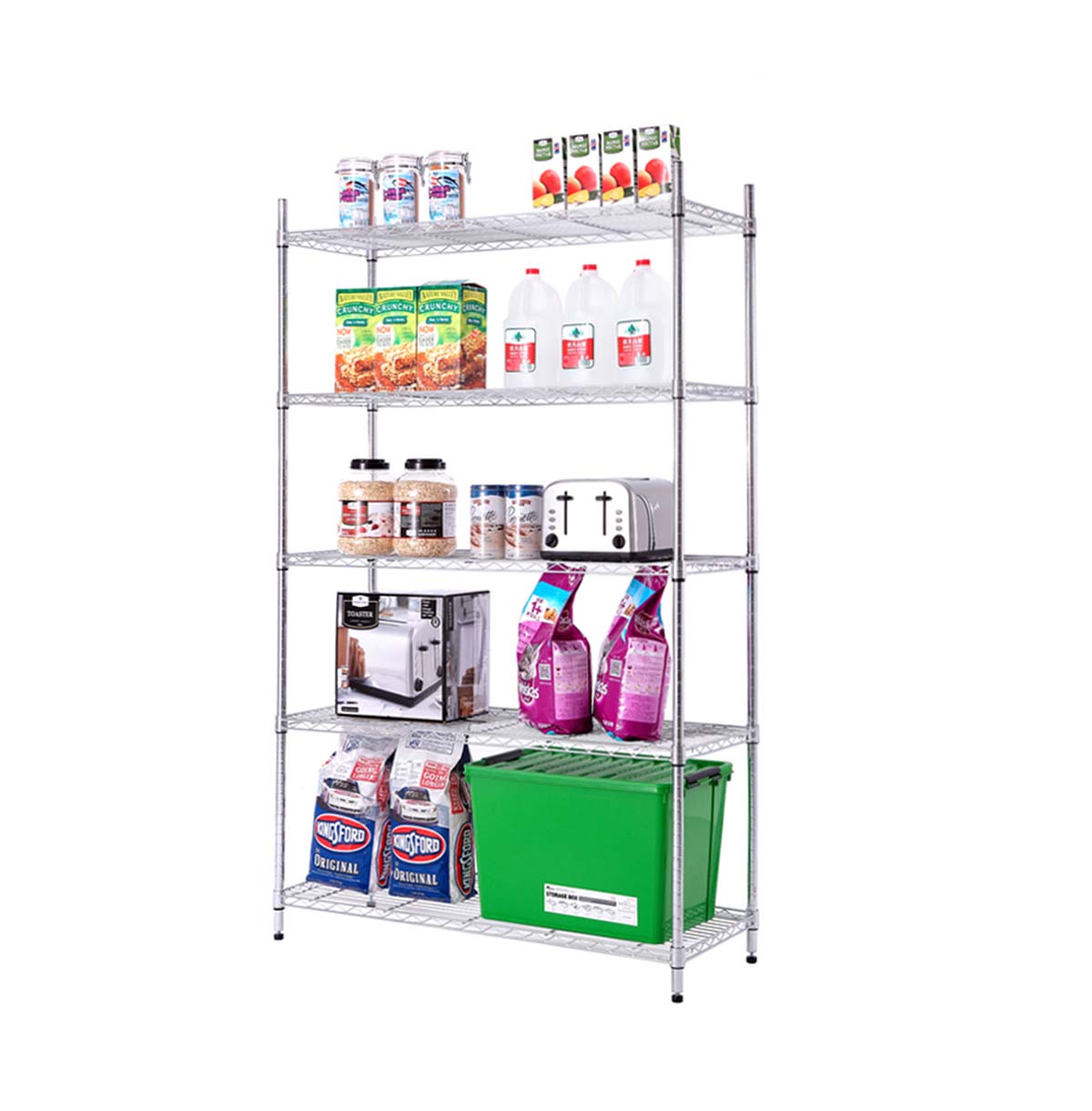 5-Tier Storage Rack Shelving Unit for warehouse / Steel Organizer Wire Rack Chrome / Heavy Duty Adjustable Storage Shelves