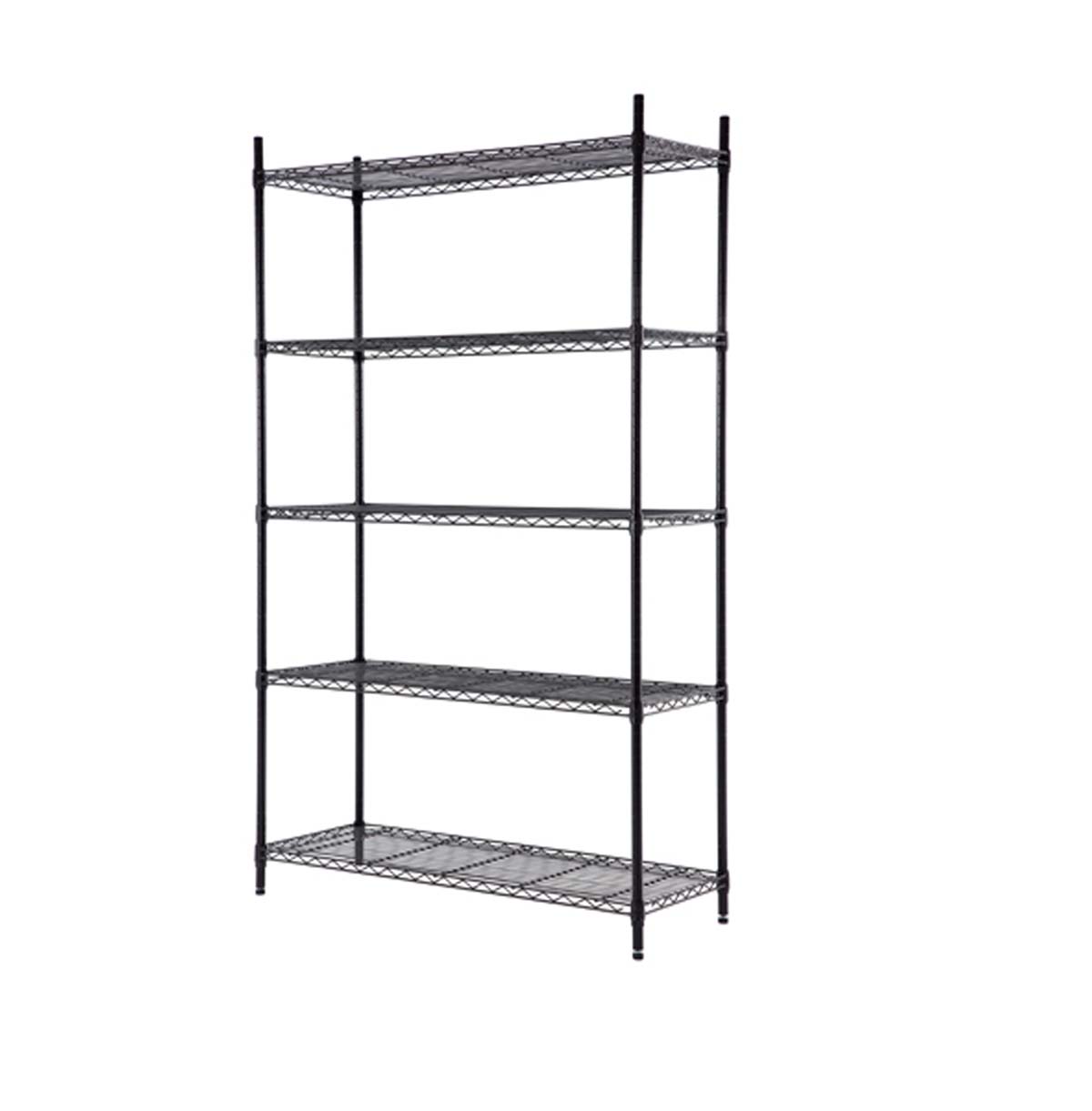 5-Tier Black Hammer Tone shelving for warehouse / Black Metal Warehouse Shelving