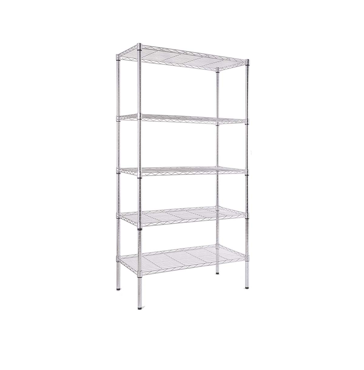 5-Tier Garage Chrome Wire Shelf for Warehouse / Best Metal Garage Shelving