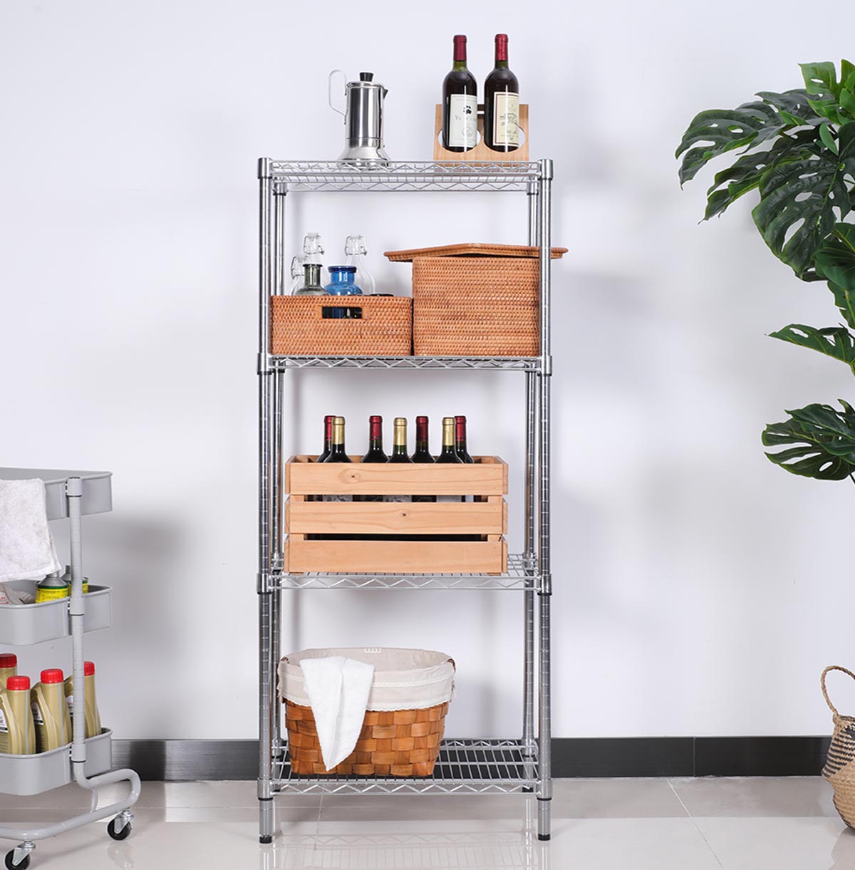  5 Shelf Storage Rack Metal Shelves for Garage Storage / 24 x 48 Chrome Wire Shelf / 18 x 30 Chrome Wire Shelf