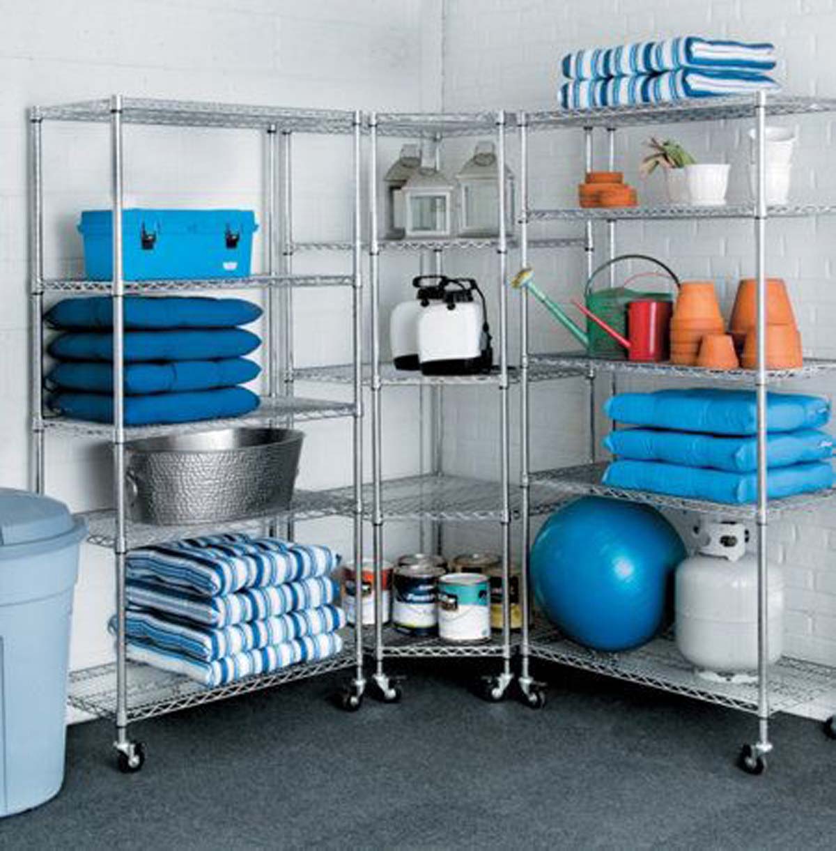 5-Tier Chrome Wire Shelf / Wire Corner Shelving Unit / Steel Wire Rack Shelving / Custom Steel Wire Racks