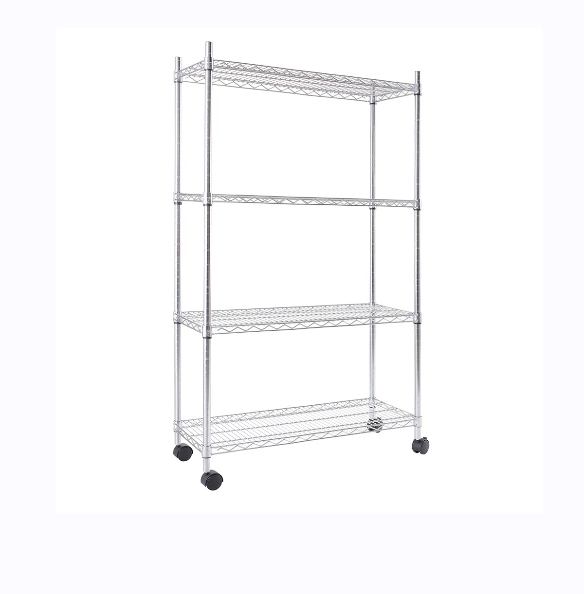 4-Tier Wire Shelf for Industry Storage / Boltless Steel Shelving Unit / Metal Wire Shelving Unit