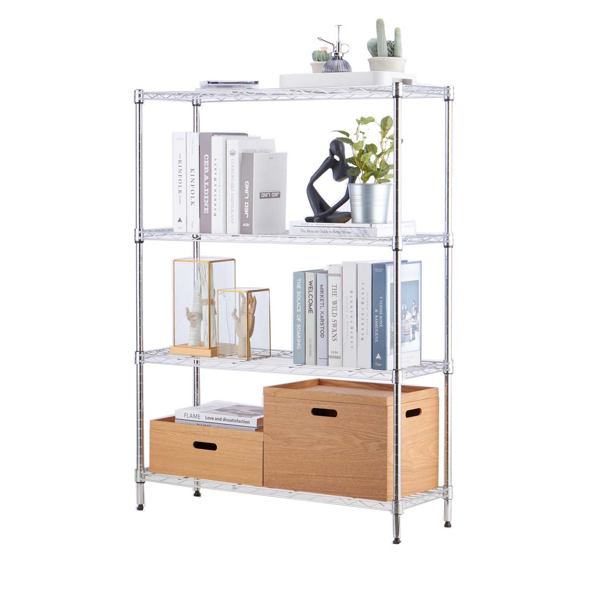 4-Tier Wire Shelving Unit / NSF Chrome Wire Shelf / Wire Storage Rack /  / For Living 4-Tier Chrome Wire Shelf