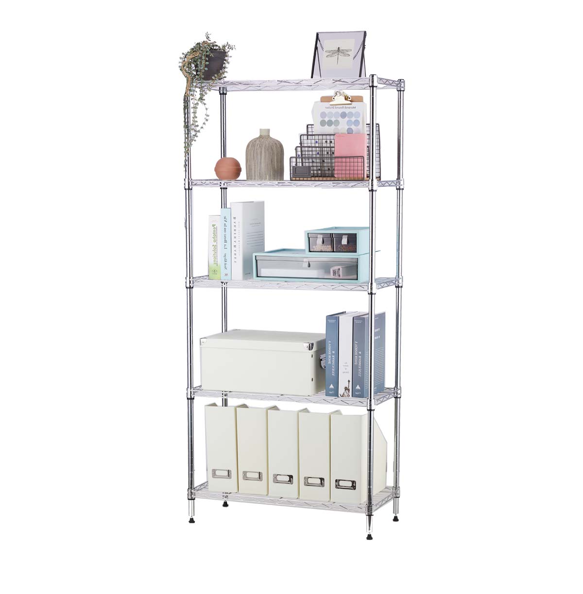 5-Tier Bookshelf / Book Storage Rack / Adjustable Book Case