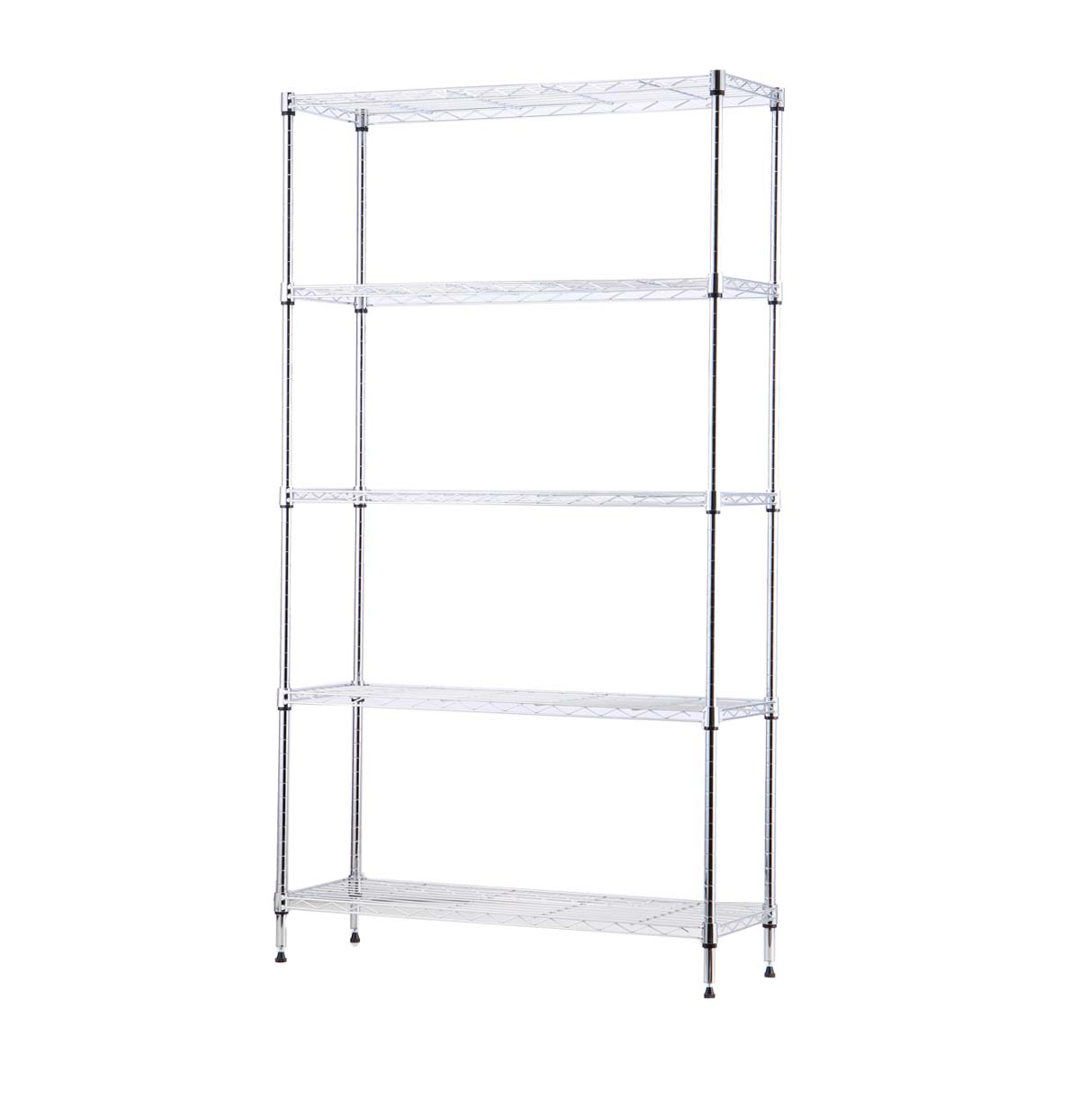 5-Tier Wire Shelving Unit For Hallway / Chrome Metal Wire Storage Rack