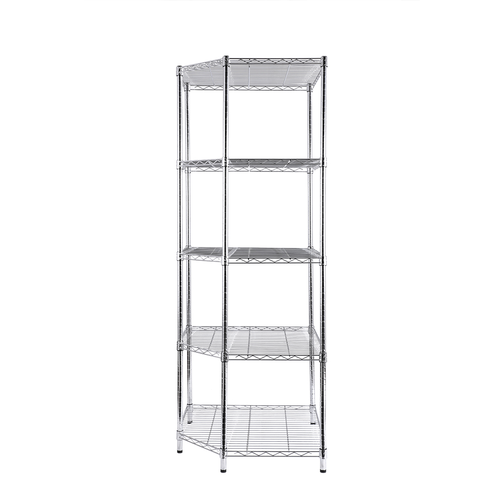 5-Tier Wire Corner Shelving Unit / Metal Wire Storage Rack / 18 x 36 Chrome Wire Shelf