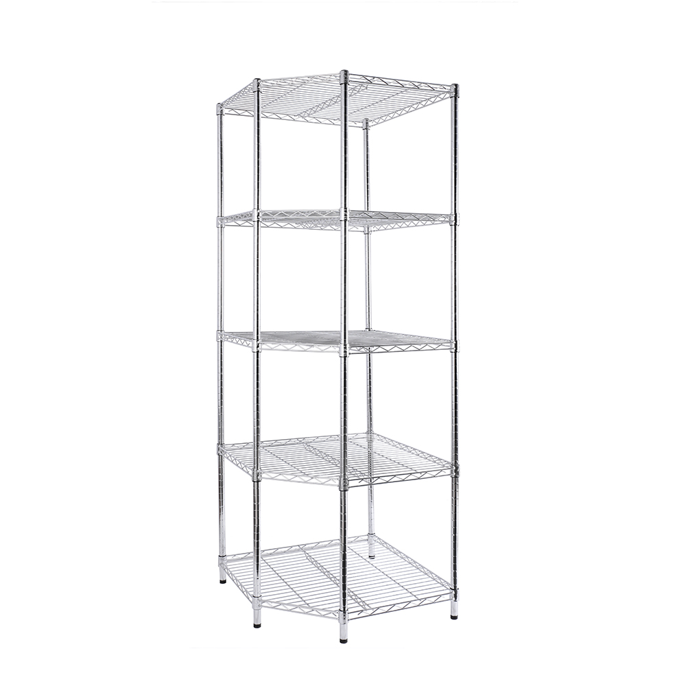 5-Tier Wire Corner Shelving Unit / Metal Wire Storage Rack / 18 x 36 Chrome Wire Shelf