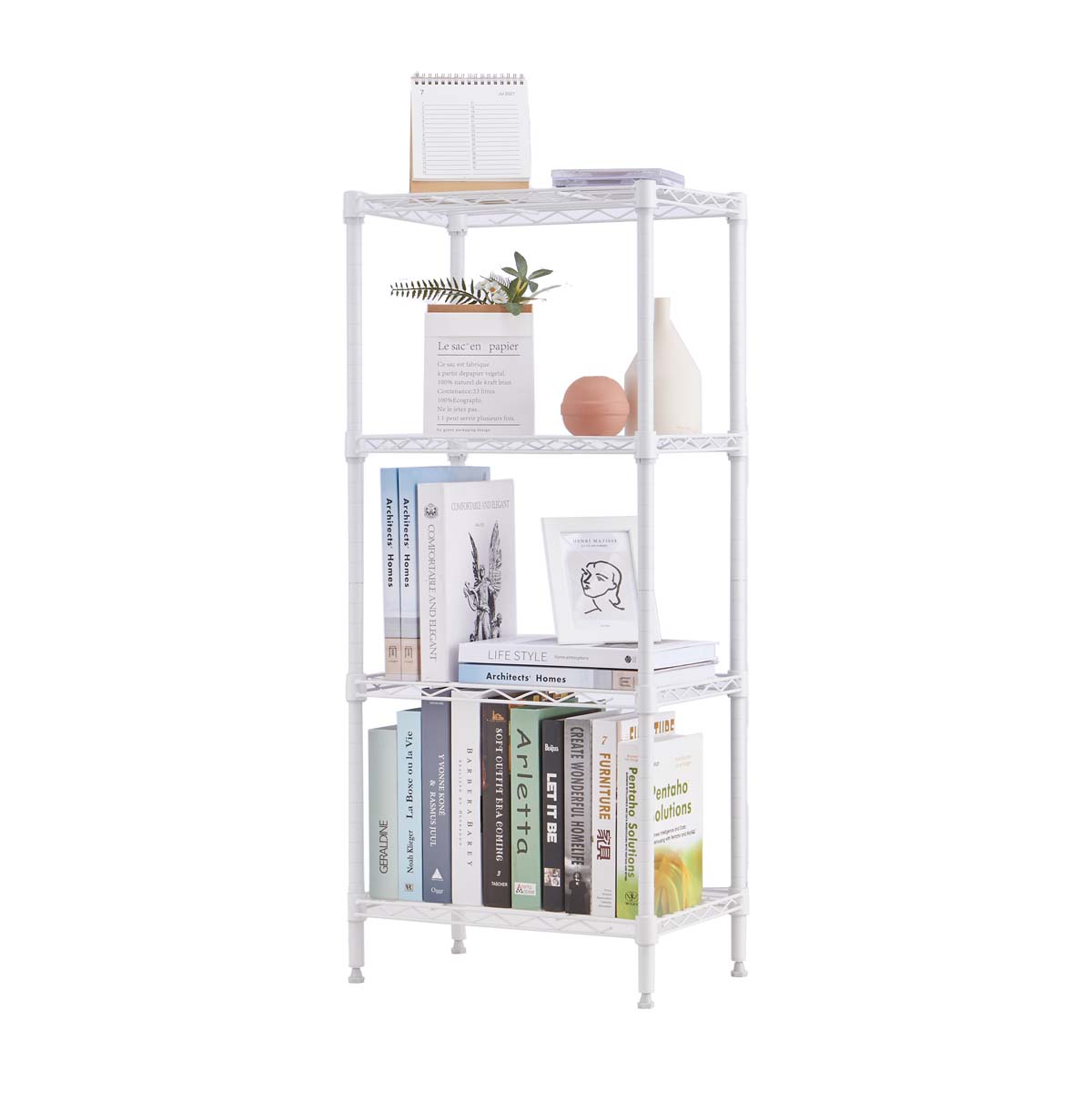 4-Tier Utility Shelving Unit / Metal Storage Shelves / Steel Wire Rack / Boltless Steel Shelving