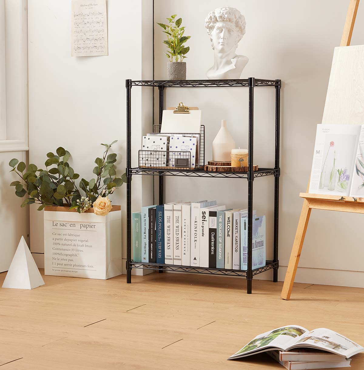 3-Tier Bookshelf / Book Storage Rack / Adjustable Book Case