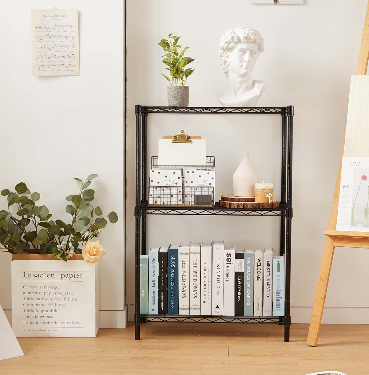 3-Tier Bookshelf / Book Storage Rack / Adjustable Book Case