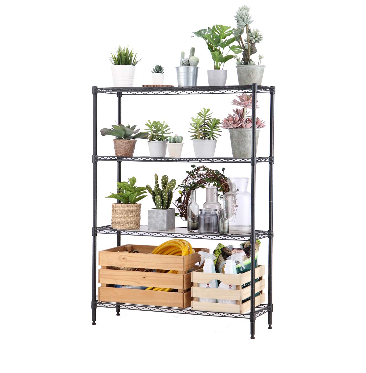 4-Tier Indoor Outdoor Plant Display Shelf / Metal Plant Shelf / Metal Plant Stand / Plant Rack / Flo