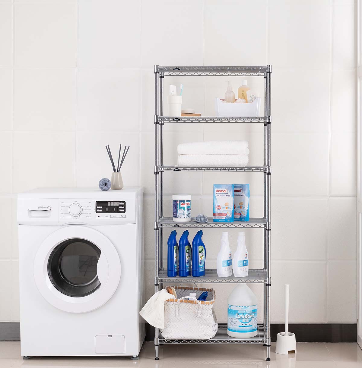 6-Tier Laundry Wire Shelf / Mini Chrome Wire Shelving Unit