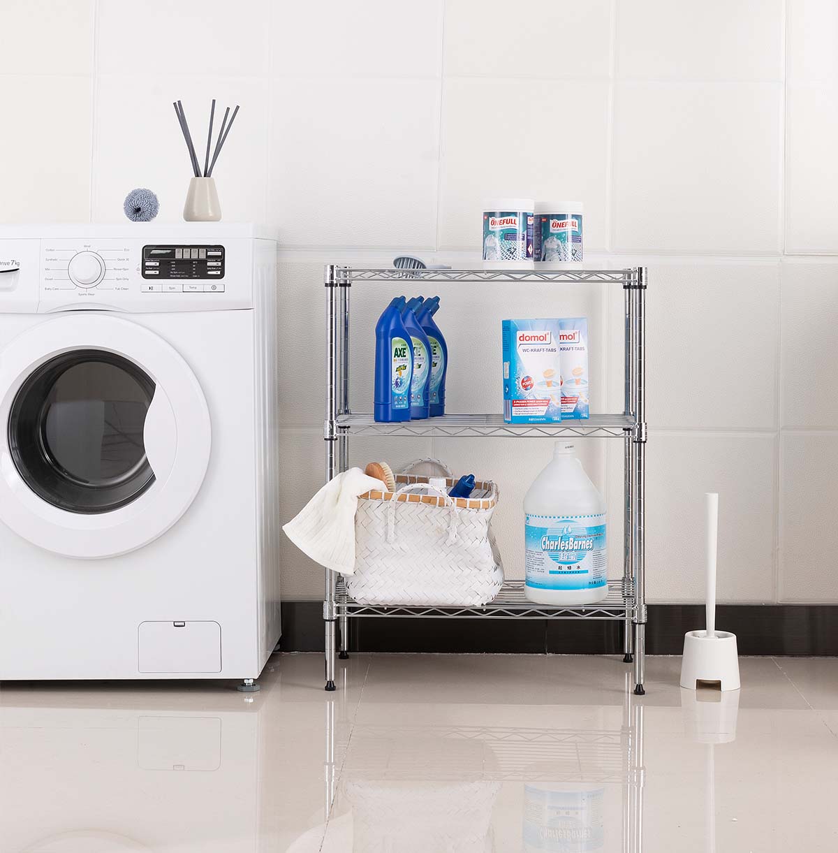 3-Tier Steel Organizer Wire Rack / Chrome Wire Shelving Unit/ Mini Shelving Unit  For Laundry & Bathroom 