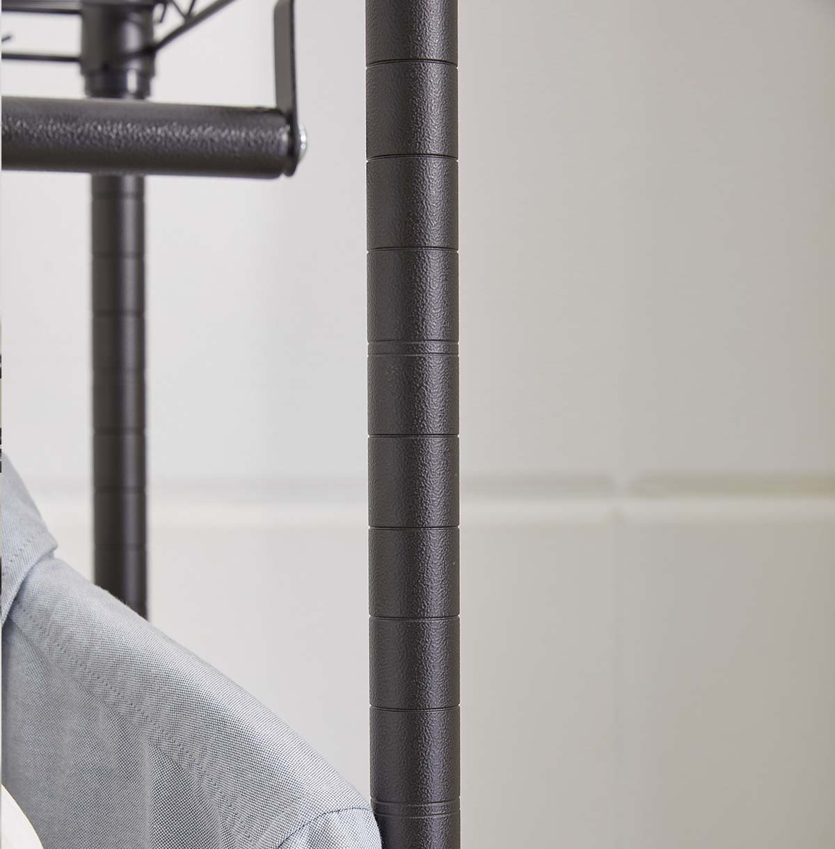 1-Tier Washing Machine Storage Rack with Hanging Rod and basket