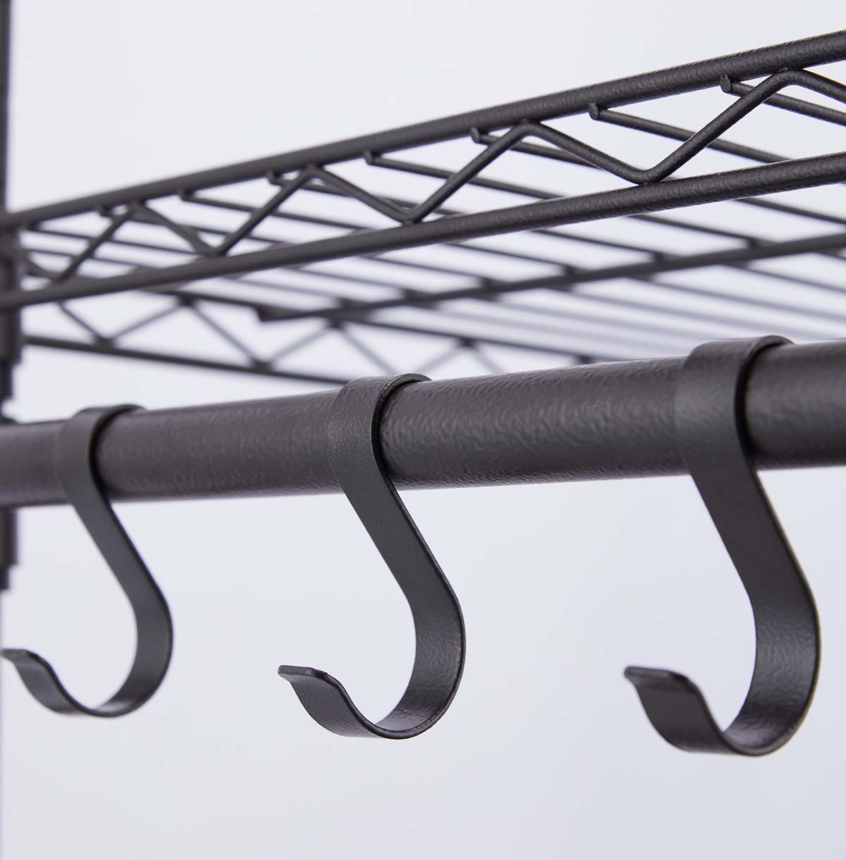 3-Tier Washing Machine Storage Rack with Hanging Rods and Hooks