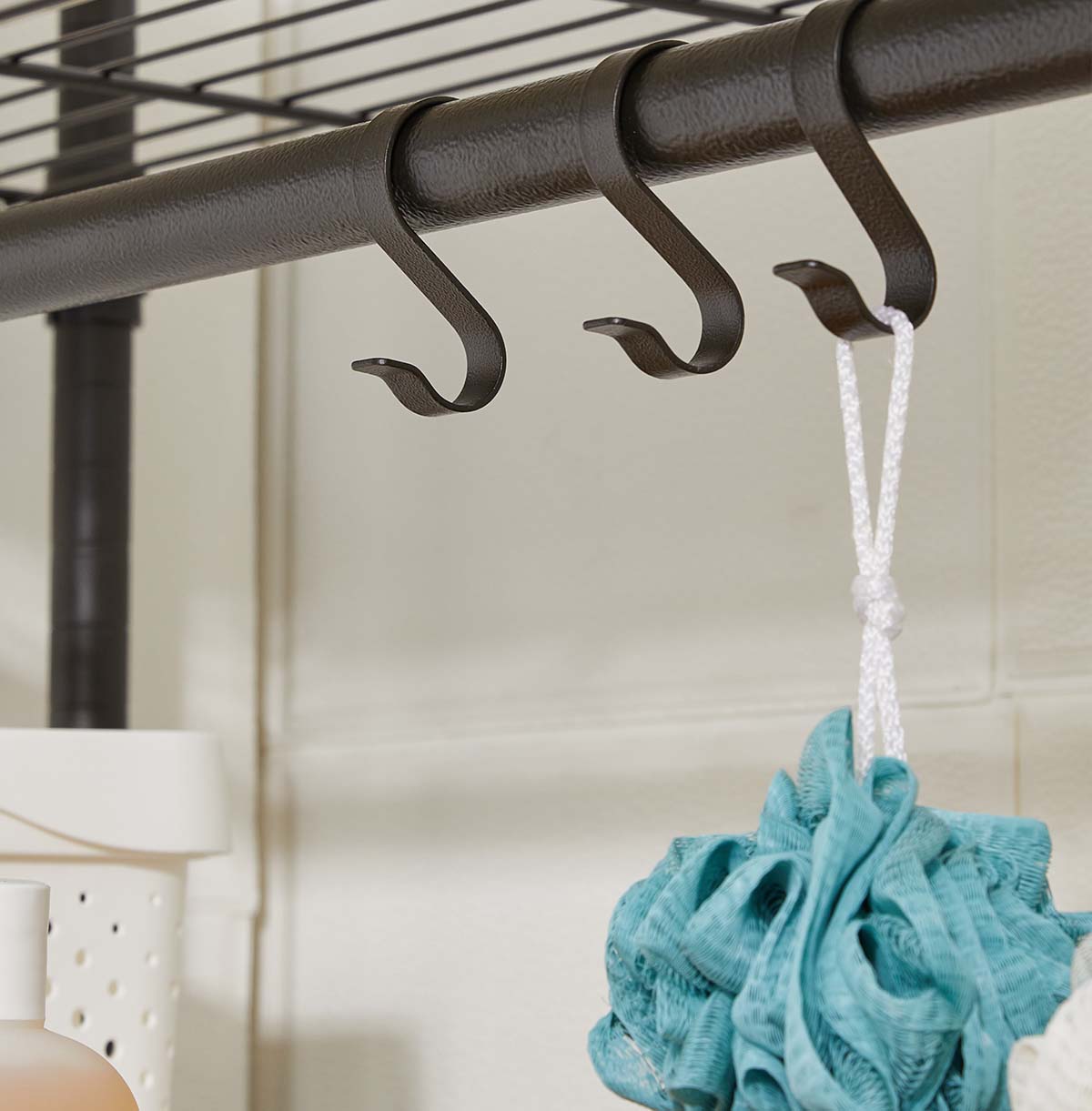 3-Tier Washing Machine Storage Rack with Hanging Rods and Hooks