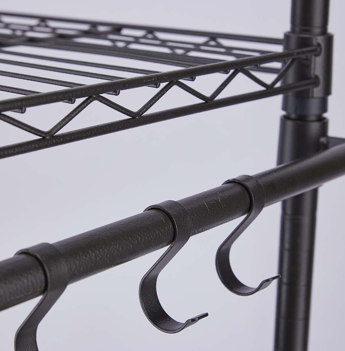 4-Tier Washing Machine Storage Rack with Hanging Rods and Hooks