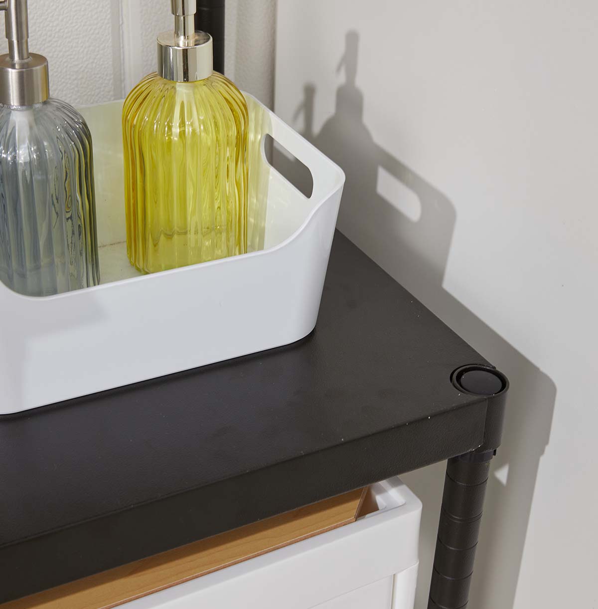 3-Tier Washing Machine Storage Rack with Hanging Rail and Hooks