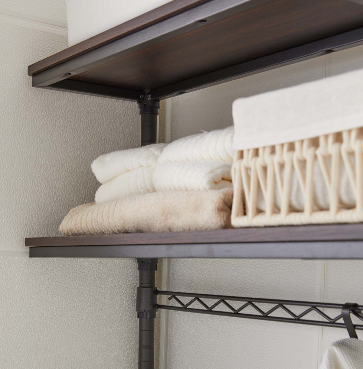 3-Tier Washing Machine Storage Rack with Hanging Rail and Hooks