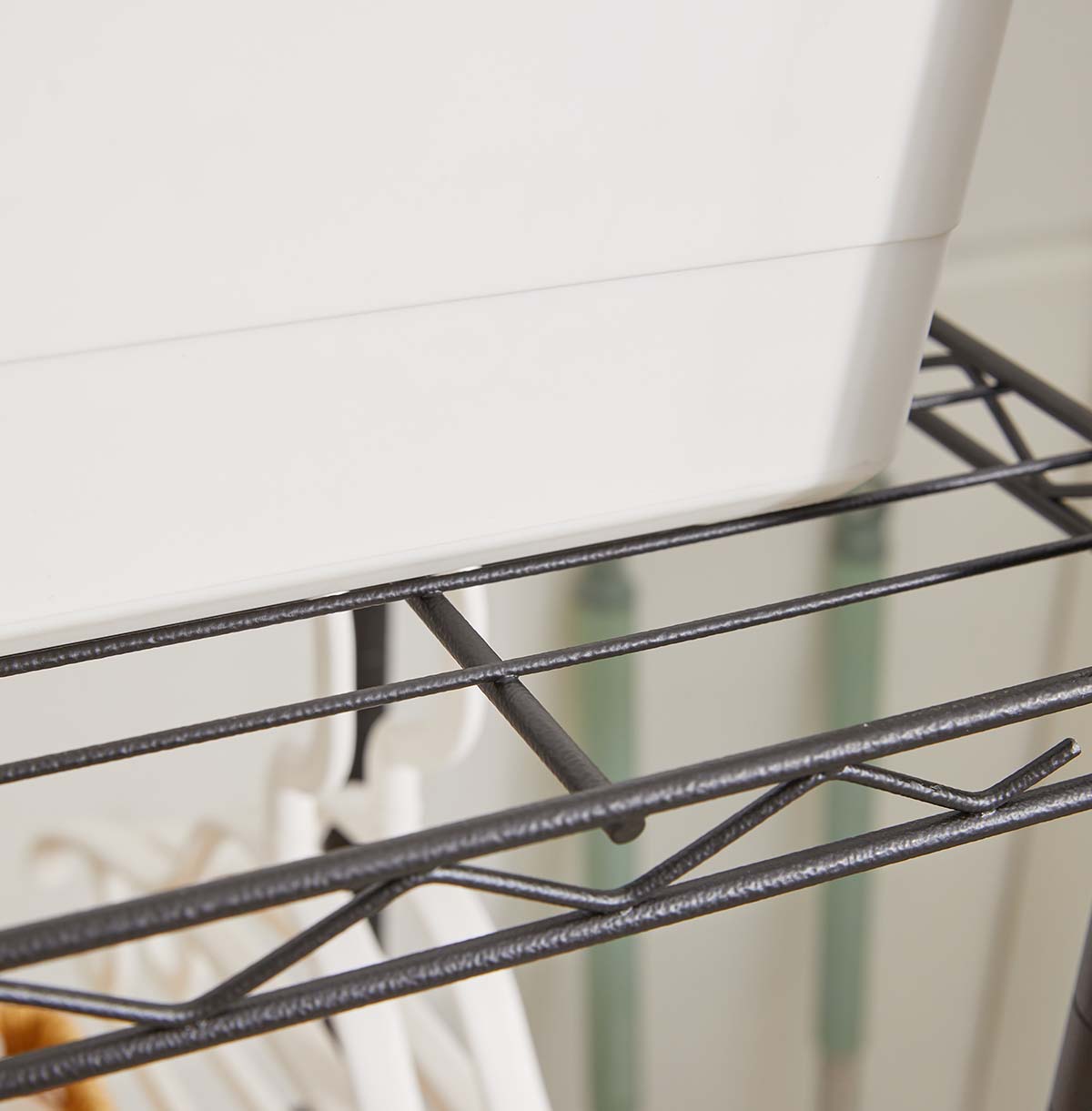 3-Tier Washing Machine Storage Rack with Hanging Rod and Hooks