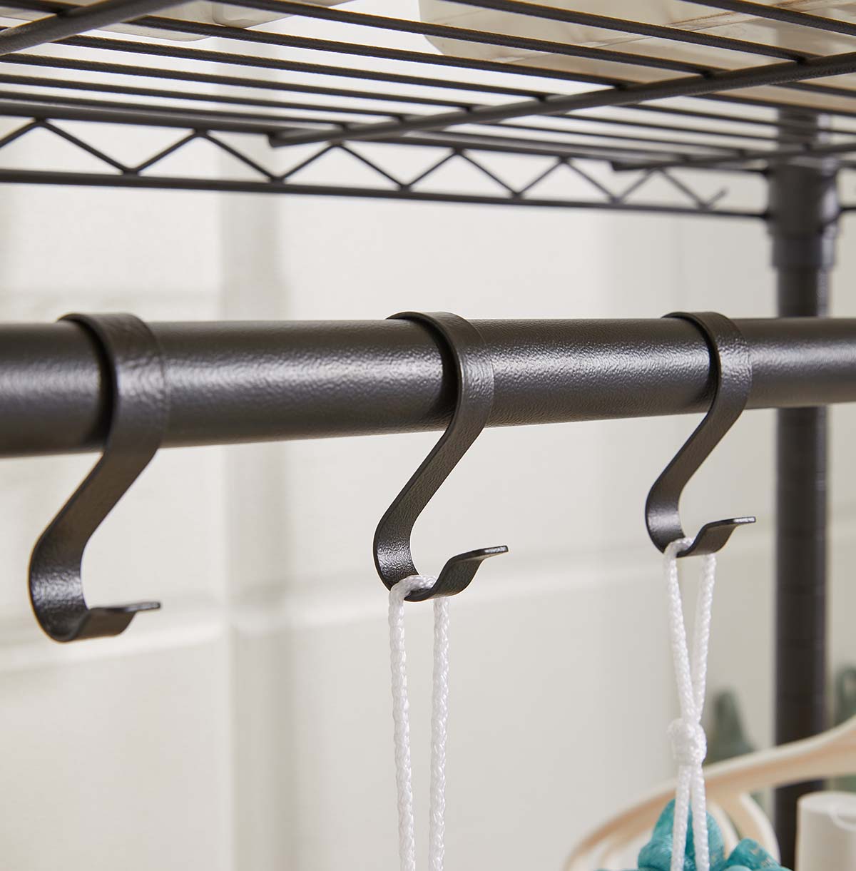 3-Tier Washing Machine Storage Rack with Hanging Rod and Hooks