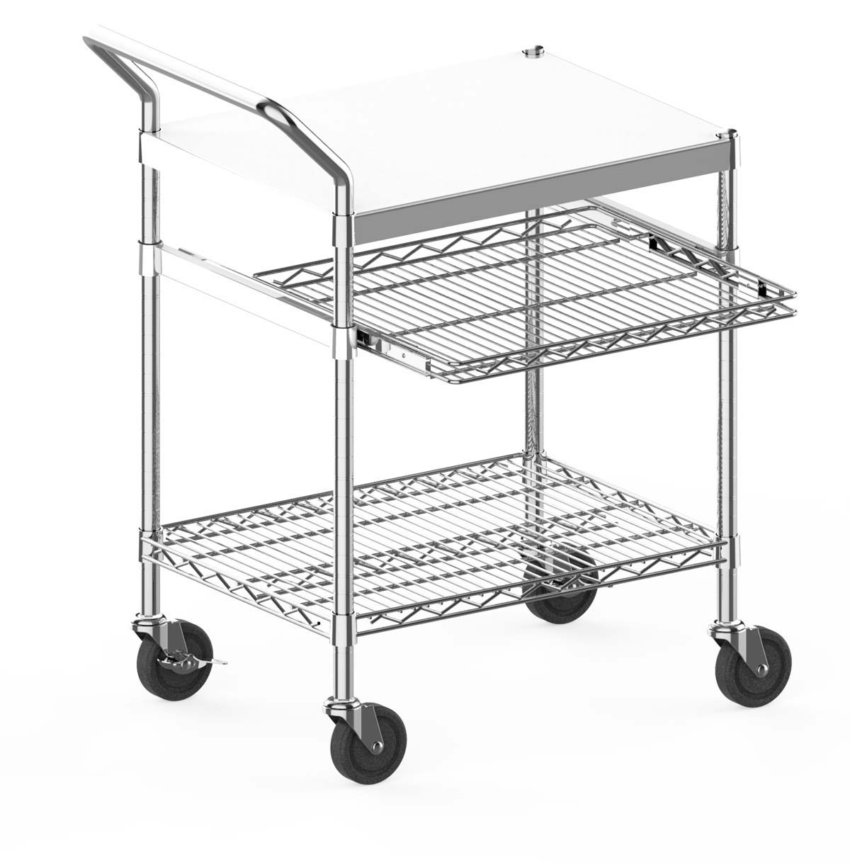 Chrome Wire Shelf Trolleys / Metal Utility Cart / Custom Steel Wire Racks / Storage Bin Shelving Unit /  Storage Box Shelving Unit