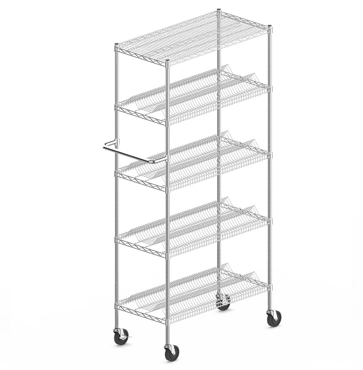 Chrome Wire Shelf Trolleys / Metal Utility Cart / Custom Steel Wire Racks / Storage Bin Shelving Unit /  Storage Box Shelving Unit