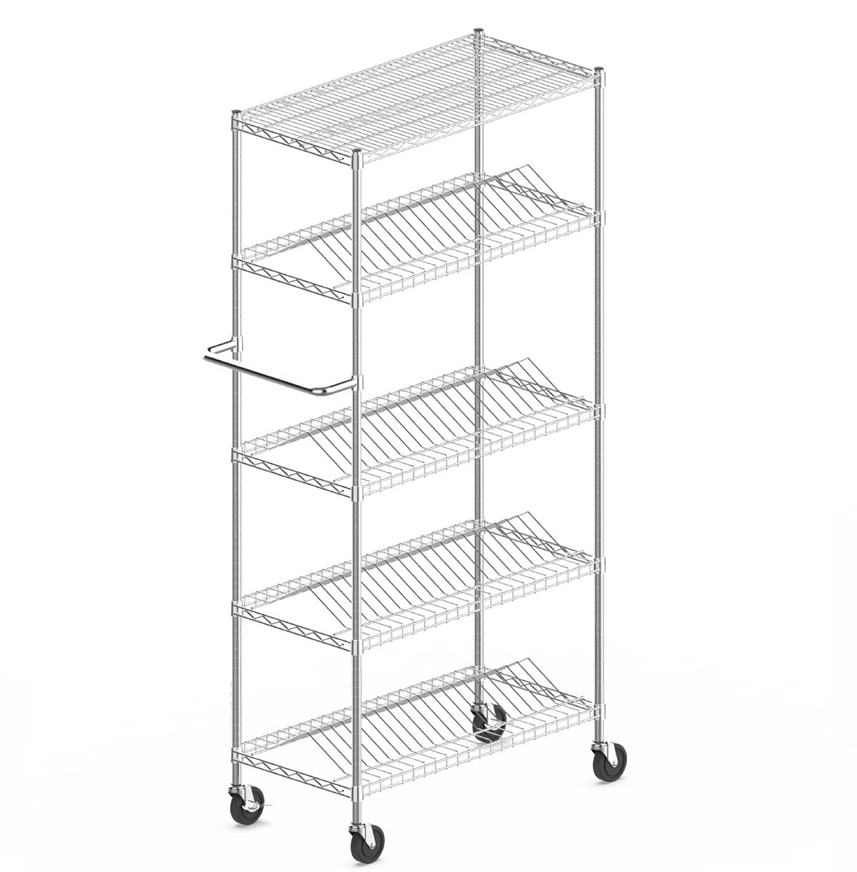 Chrome Wire Shelf Trolleys / Metal Utility Cart / Custom Steel Wire Racks / Storage Bin Shelving Unit /  Storage Box Shelving Unit