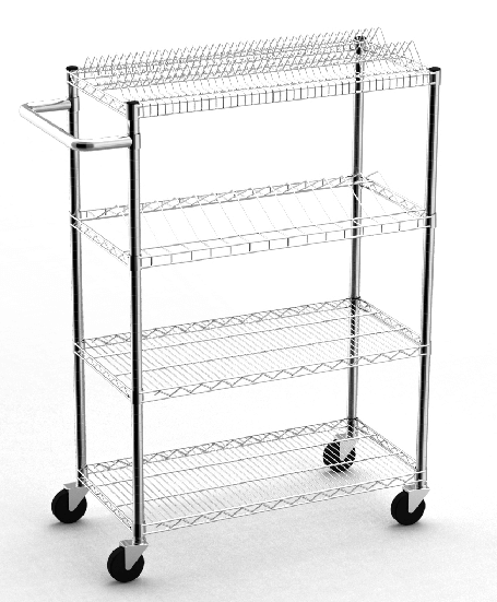 3-Tier 4-Tier Chrome Wire Shelving Unit / Storage Racks for Medical Industry / Rolling Trolley Cart