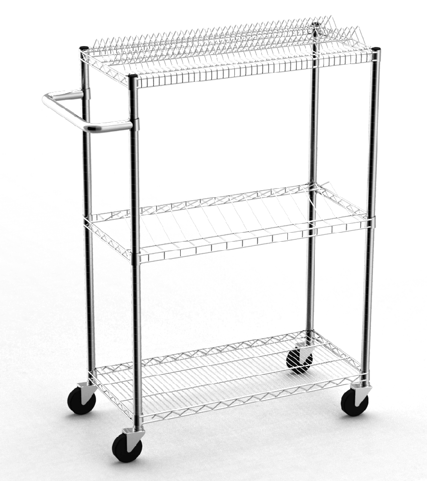 3-Tier 4-Tier Chrome Wire Shelving Unit / Storage Racks for Medical Industry / Rolling Trolley Cart