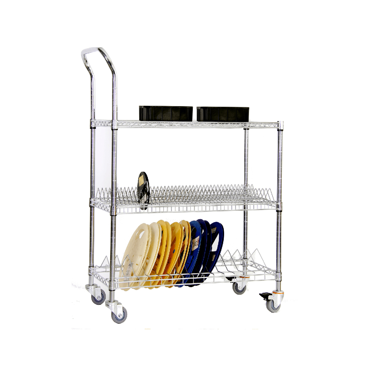 3-Tier 4-Tier Chrome Wire Shelving Unit / Storage Racks for Medical Industry / Rolling Trolley Cart