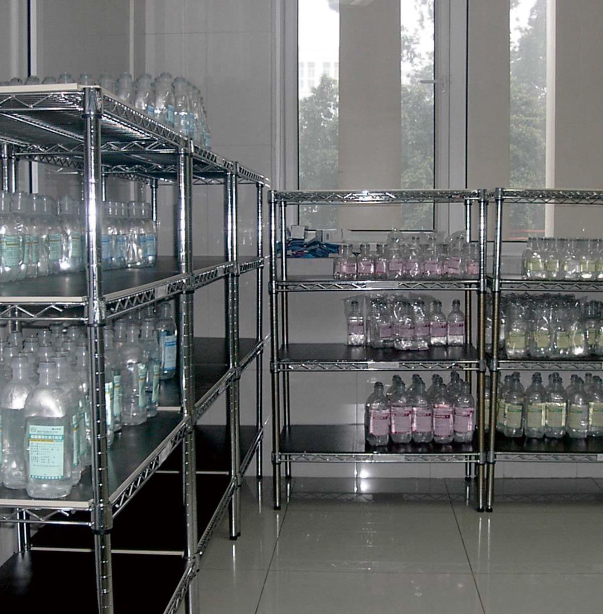 Chrome Wire Shelving Unit / Storage Racks for Medical Industry / Rolling Trolley Cart / 18 x 48 NSF Chrome Wire Shelf