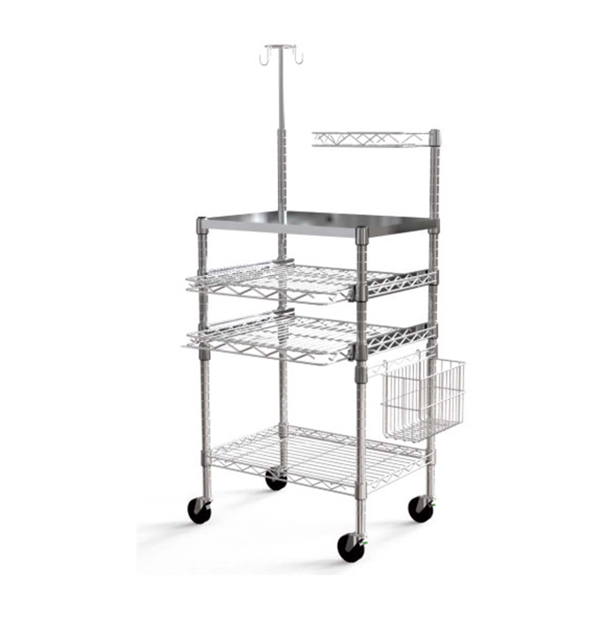 Chrome Wire Shelving Unit / Storage Racks for Medical Industry / Rolling Trolley Cart / 18 x 48 NSF 
