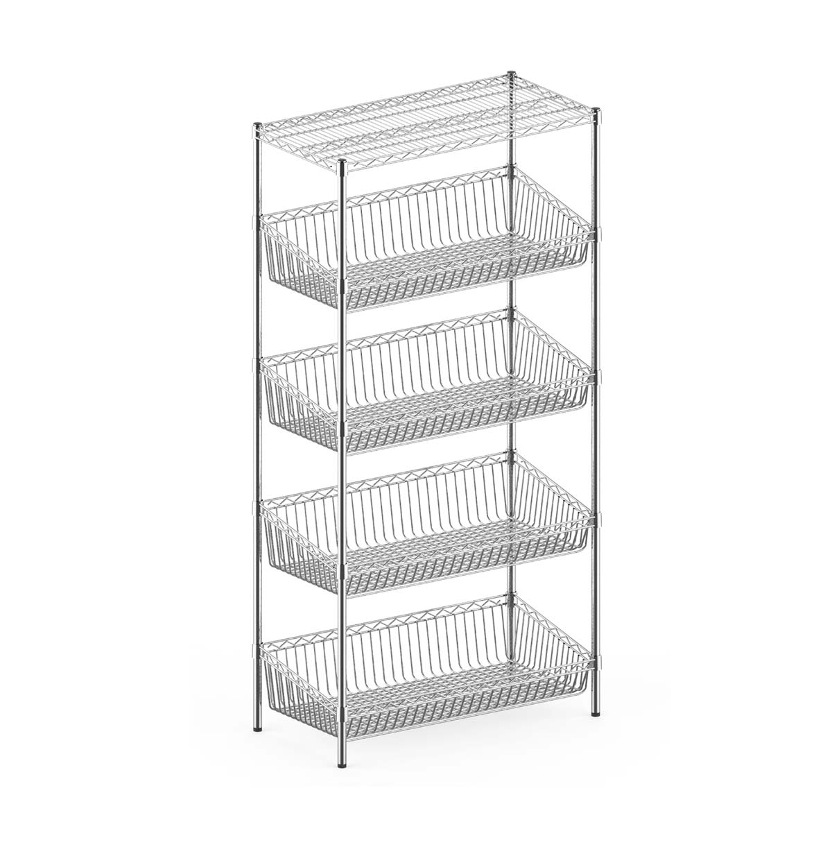 Slanted Wire Shelving for Industrial / Wire Basket Shelving / Heavy Duty Wire Shelving Unit 